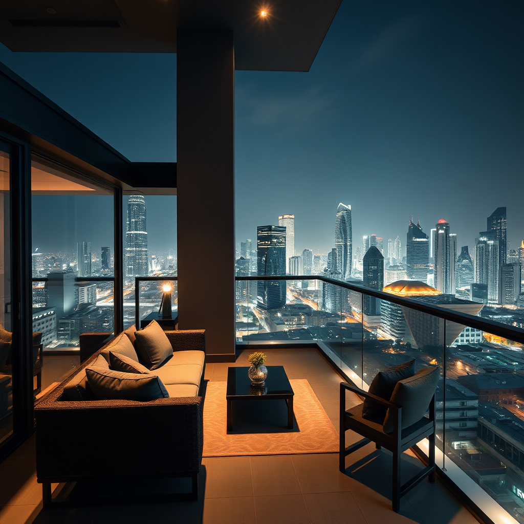 Apartment Balcony with City View